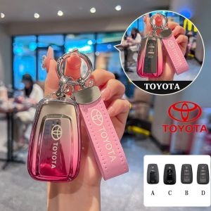 ออกแบบใหม ่ TPU 2/3/4 ปุ ่ มรีโมทสมาร ์ ทกุญแจรถแหวนฝาครอบกรณีเชลล ์ ป ้ องกันสําหรับ Toyota Camry/RAV4/C-HR/Corolla/Prius/Prado/Altis
