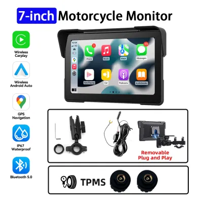 5/6/7 inch Motorcycle CarPlay GPS Navigation Monitor Wireless CarPlay Android Auto Portable Bluetooth Waterproof IPS Moto Screen