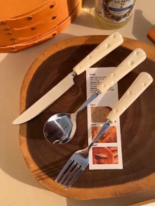 3 IN 1 Knife Spoon And Fork Set Portable Stainless Steel Cutlery Set In Gift Box For Students & Restaurants