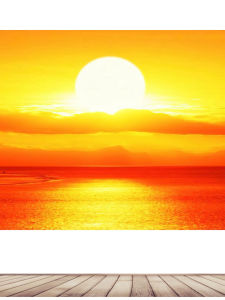 Modern Minimalist Self-Adhesive Landscape Painting East Rising Sun Decorative Artwork with Frame Wealth Attracting Feng Shui