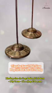 [Amrita] Tingsha Nepal Thủ Công Cao Cấp Họa Tiết Bát Bảo Cát Tường - Chày Kim Cang - Chập Cheng - Chũm Chọe - CXNP26