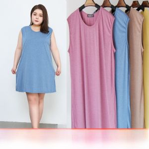 plus Size Womens Sleepwear Vest Dress Home Clothes Ultra-Fat 200 Pounds 300 Extra Large Sleeveless round Neck Polyester Cotton Blend