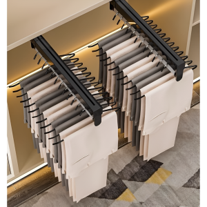 ตู้เสื้อผ้าแบบดึงออกไม้แขวนเสื้อแบบยืดหดได้ผ้าแบบยืดไสลด์แขวนกางเกงแขวนตู้เสื้อผ้าการจัดเก็บและไม้แขวนเสื้อแบบดึงออกได้