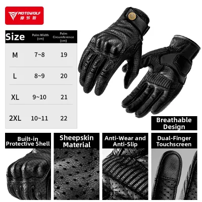 Motowolf | Leather Anti-Fall Summer Short Finger Motorcycle Gloves