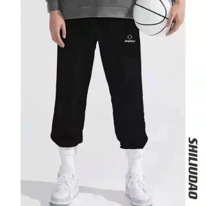 Loose Fit Basketball Sport Pants Mens Trendy Brand Fitness Training Trousers Black Long Pants for Students Youth Fashion