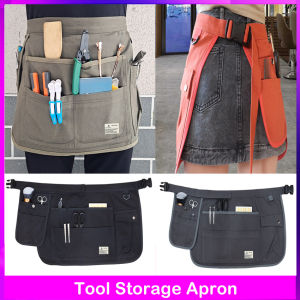 ผ้ากันเปื้อนครึ่งตัวบริกรพ่อครัวบริกรผ้ากันเปื้อนคาดเอวสั้นกระเป๋าสำหรับอุปกรณ์ครัวบาร์บาร์บีคิวร้านกาแฟร้านอาหาร