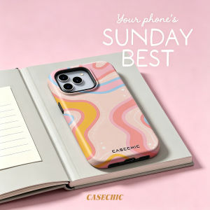 Potdemiel | Retro Sunset Waves For Case For iPhone 17 16 15 14 Plus 13 Pro Max Shockproof Hard Cover CaseChic