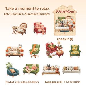 20pcs Per Pack Life DIY Stitch Style Sticker Pack Cozy Home Series Decoration Supplies 6 Styles vintage stickers