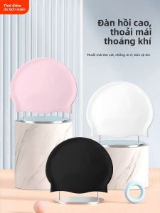 MONLEYTA | Mũ bơi silicon chống thấm nước cho nữ mũ bơi lặn bảo vệ tai dài cỡ lớn mặt nạ bơi bộ đồ bơi cho trẻ em