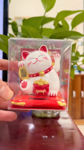 Mèo Thần Tài Vẫy Tay Mini Sử Dụng Năng Lượng Mặt Trời Năng Lượng Ánh Sáng Trang Trí Bàn Học Bàn Làm Việc