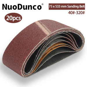 20pcs 75x533mm 3x21inch Sanding Belt 40/60/80/120/180/240/320 Grit Aluminum Oxide Abrasive Belt Sander File Belt for Woodworking