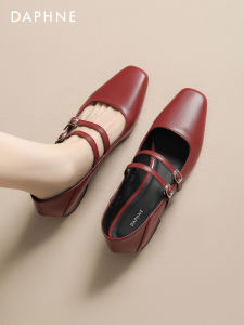 Daphne | Red Flat Low Heel Mary Jane Pumps Women