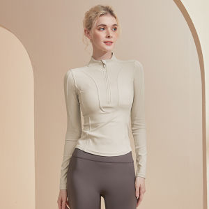 เสื้อยืดโยคะแขนยาวสำหรับผู้หญิง ดีไซน์เก๋ไก๋ ทรงสลิมฟิต สำหรับออกกำลังกาย วิ่ง ฤดูใบไม้ผลิและฤดูใบไม้ร่วง