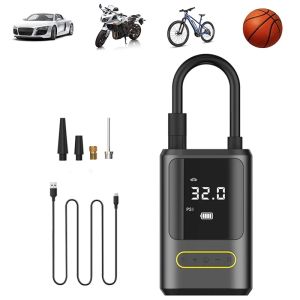 Máy Bơm Hơi Di Động LEIBOO 150PSI Tích Hợp Đèn LED Dùng Cho Ô Tô Xe Máy Xe Đạp Bóng - Máy Bơm Khí Khẩn Cấp Với Màn Hình Kỹ Thuật Số
