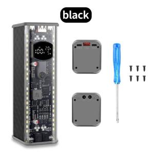 Gaqqee | PD 100W Fast Charge Transparent Power Bank Case 8‑Cells 21700 Battery Holder Kit No Soldering DC Adjustable Voltage LED