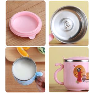 Trẻ em cốc nước cốc sữa cốc có ống hút em bé cup cốc nước súc miệng 304 thép không gỉ 300ml Quà Tặng trẻ em