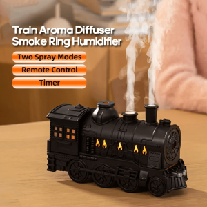 Creative Train Shaped Aroma Machine With 2 Mist Outlets Is An Air Humidifier Suitable For Office/Bedroom/Living Room Use