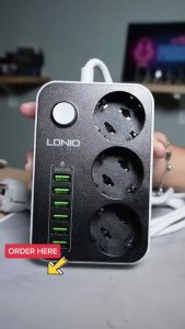 STOP KONTAK + Kabel 3 Lubang + 6 Port USB Charger Minimalis / Stop Kontak LDNIO 3 Lubang 6 USB Charging Anti Static Model Colokan & 6 Port USB Charger