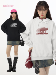 Gbiaior | Retro Letter Printed Logo Hoodie
