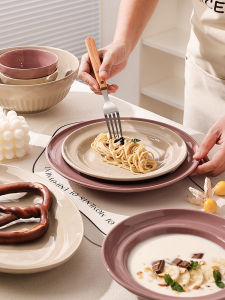 French Style Ceramic Plate Hat Shaped Deep Dish Plate Luxury Sensation Dinnerware round Shape Cooking Utensils Universal Use