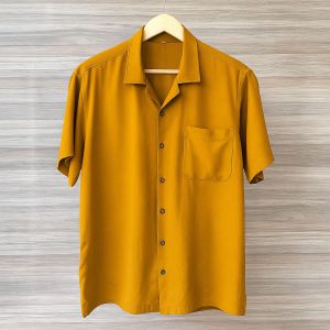 KEMEJA PRIA HAWAI POLOS LENGAN PENDEK RAYON TWILL PREMIUM V-NECK CASUAL TRENDY