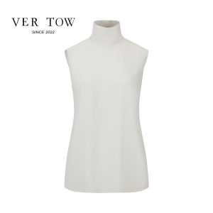 Ver Tow High Collar Sleeveless Acetate Set Casual Commute Elegance Womens Skirt Two-Piece Suit Short Sleeve Zipper Closure