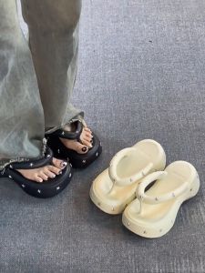 Barbie Thick Heel Sandals Womens Summer Outdoor Heightening Slope Heel Beachside Slip-On Anti-Slip Fashionable Slippers