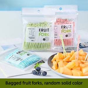 50pcs Disposable Fruit Forks Creative Cute Plastic Cutlery for Home Cake Salad Dessert