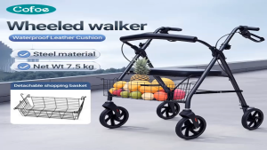 ANJOU Foldable Portable Wheelchair For Adult Medical Rollator Walker With Foot Rest Travel Toilet