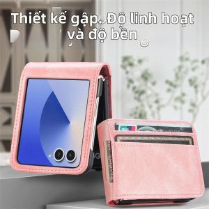 Ốp Điện Thoại Đựng Thẻ Ví Da Sang Trọng Cho Samsung Galaxy Z Flip 8/7/6/5/4/3 Flip8 Bảo Vệ Bản Lề