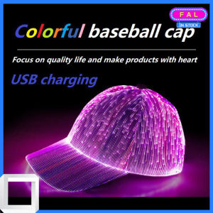 Untuk Topi Topi Besbol Gentian Optik Berkelip Berbilang Warna Bateri Terbina dalam Lampu LED Topi Bercahaya untuk Konsert lampu led topi warna warni