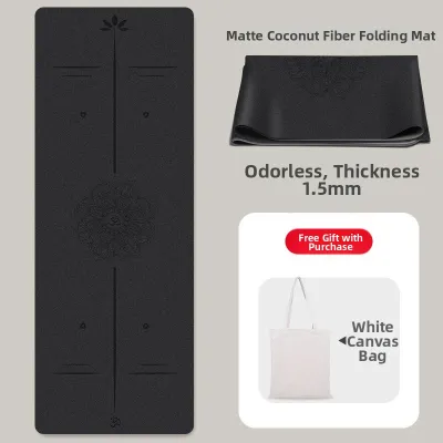 Odorless Coconut Fiber Exfoliating Thin PU Slip-Resistant Home & Professional Yoga Mat with Alignment Markers