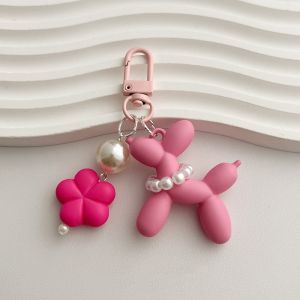 Balloon Dog Keychain Acrylic Cartoon Earphone Cover Decorative Flower Finished Product Creative Gift Festival Supplies
