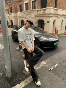 American High Street round Neck Pure Cotton Short Sleeve T-Shirt Mens Summer Trendy Oversize Loose Top Breathable Youth Fashion