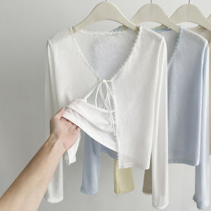UV Protection Lace-Up Knit Cardigan