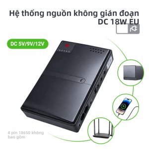 Bộ Cấp Nguồn Liên Tục DC1018L 18W Với Đầu Ra 5V 9V 12V Pin Dự Phòng 18650 Cho Bộ Định Tuyến Modem Loại Trực Tuyến