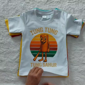 เสื้อยึดเด็ก ลายตัวการ์ตูนเจ้าท่อน ไม้ TUNG TUNG TUNG SAHUR ลายมาใหม่ผ้า cotton100%ใส่ได้ทั้ง ผู้ชาย ผู้หญิง