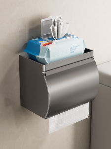 Bathroom Wall-Mounted Tissue Box Waterproof Toilet Paper Holder Nordic Style Kitchen Sink Roll Paper Holder No Drilling Needed