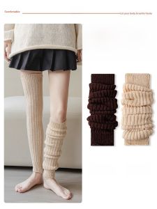 JINGCHI | Womens Winter Knee-High Woolen Socks Warm Knitted Leggings Autumn Winter Style Y2K Polyester Wool Blend Comfortable Knee Pads