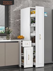 HANYUAN | Kitchen Narrow Sliding Cabinet Modern Simple Refrigerator Side Storage