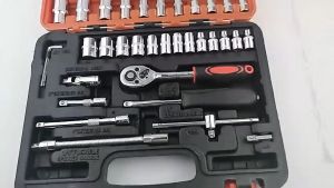 REAIM Kunci Sok Set 53 pcs Socket Wrench Pas Socket Set (1/4 ") Car Repair Full Socket Tool