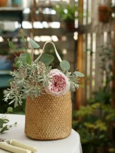 152. Cement Flower Pot - Faux Woven Grass Basket Rattan Style Decorative Nordic Garden Planter Boho Home Décor Basket POT1106