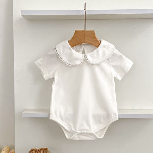 New Baby Girl Romper Baby Girl Clothing Toddler New Collar Romper Spring Cotton White Infant Baby Girls Jumpsuit Infant Clothing