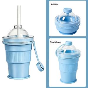 Silicone Folding Ice Hockey Cup Mold Reusable Easy Demold Ice Making Box for Home Kitchen Outdoor Travel Use