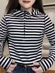 ลำลอง ลาย เสื้อฮู้ด เสื้อสเว็ตเชิ้ต งานเย็บปะติดปะต่อ ซิป เหนือศีรษะ หลวม แขนยาวบาง เสื้อท่อนบน สําหรับผู้หญิง ฤดูใบไม้ร่วง เสื้อยืดมาใหม่