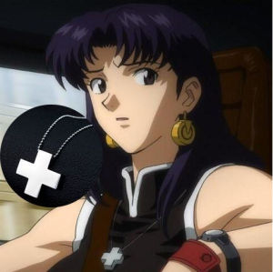 Anime EVA Katsuragi Misato Stainless Steel Cross Chain Pendant Necklace for Women Cosplay Jewelry Charms Amulet Necklaces