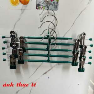 Móc Kẹp Quần Áo 2 Kẹp Inox Thân Dài Chống Trơn Trượt Không Để Lại Vết Hằn Trên Vải set 5 cái móc