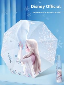 Disney Elsa Princess Automatic Folding Umbrella Womens Two-In-One Sunshade Rain Umbrella Childrens Sunshade Sun Umbrella