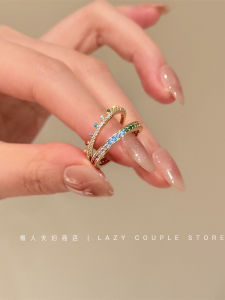 2025 New Rainbow Ultra-Thin Sparkling Diamond Ring for Women Luxury Fashionable Stackable Simple Hand Accessory