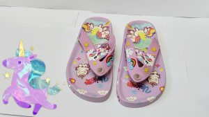 GRACE | Unicorn Flip Flops Kids Girls Cute Beach Shoes Anti-Slip Soft & Comfy Slippers PVC Size 31-35